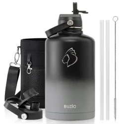 Buzio Duet Series Water Bottle with 2 Lids and Sleeve 2.5L - Shadow
